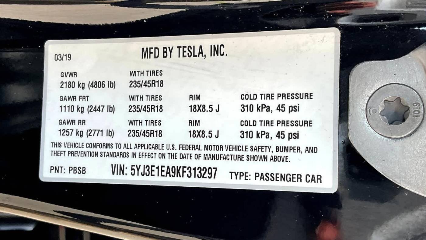 2019 Tesla Model 3 Long Range RWD